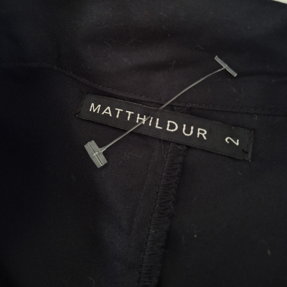 Matthildur Womens Black Pima Cotton Long Sleeve Button Down High Low Blouse Sz 2 - Picture 9 of 12